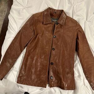 Rem Garson Brown Leather Shirt Jacket